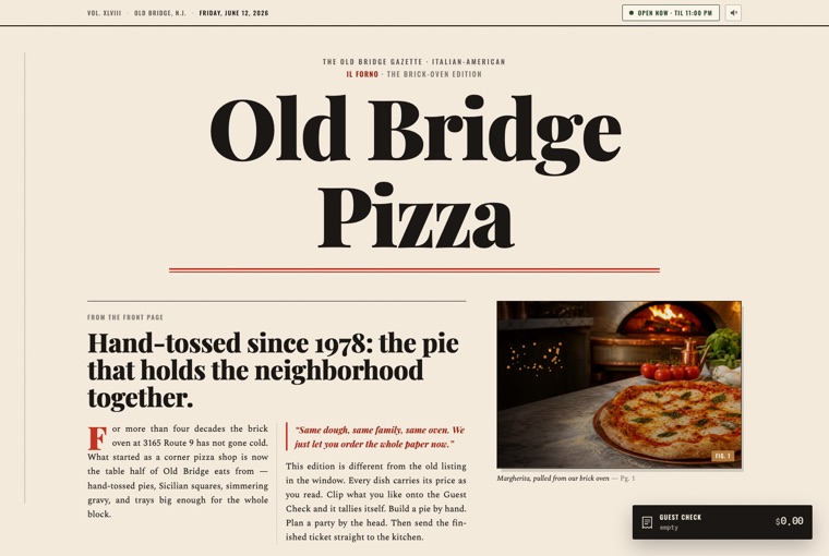 Old Bridge Pizza — rebuilt demo site
